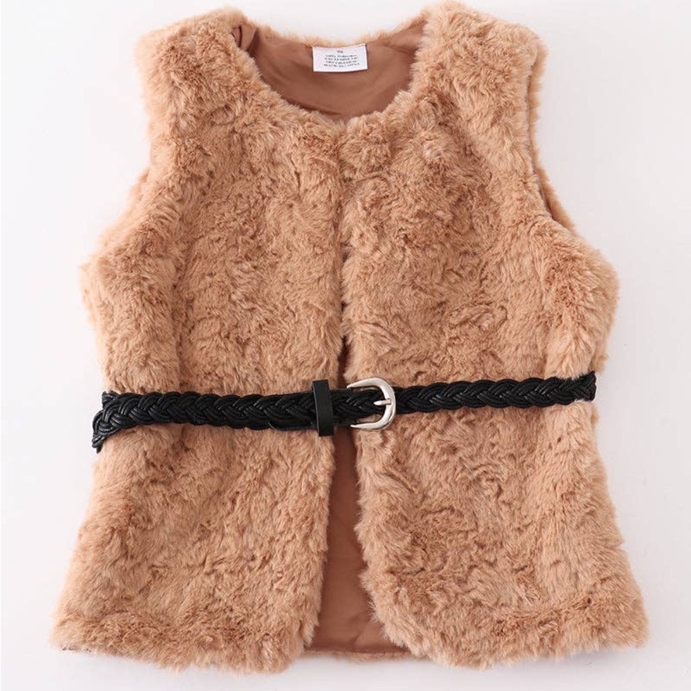 Khaki faux fur vest